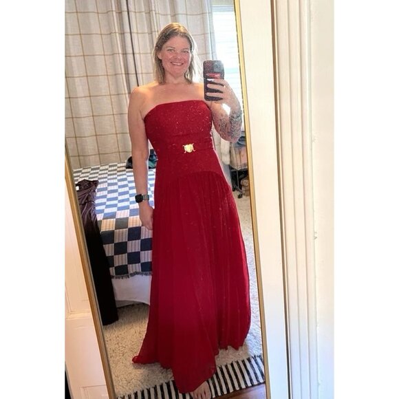 NWT Size 8 - Hutch Red Strapless Drop-Waist Maxi Dress (NWT US$ 238) - Picture 5 of 16